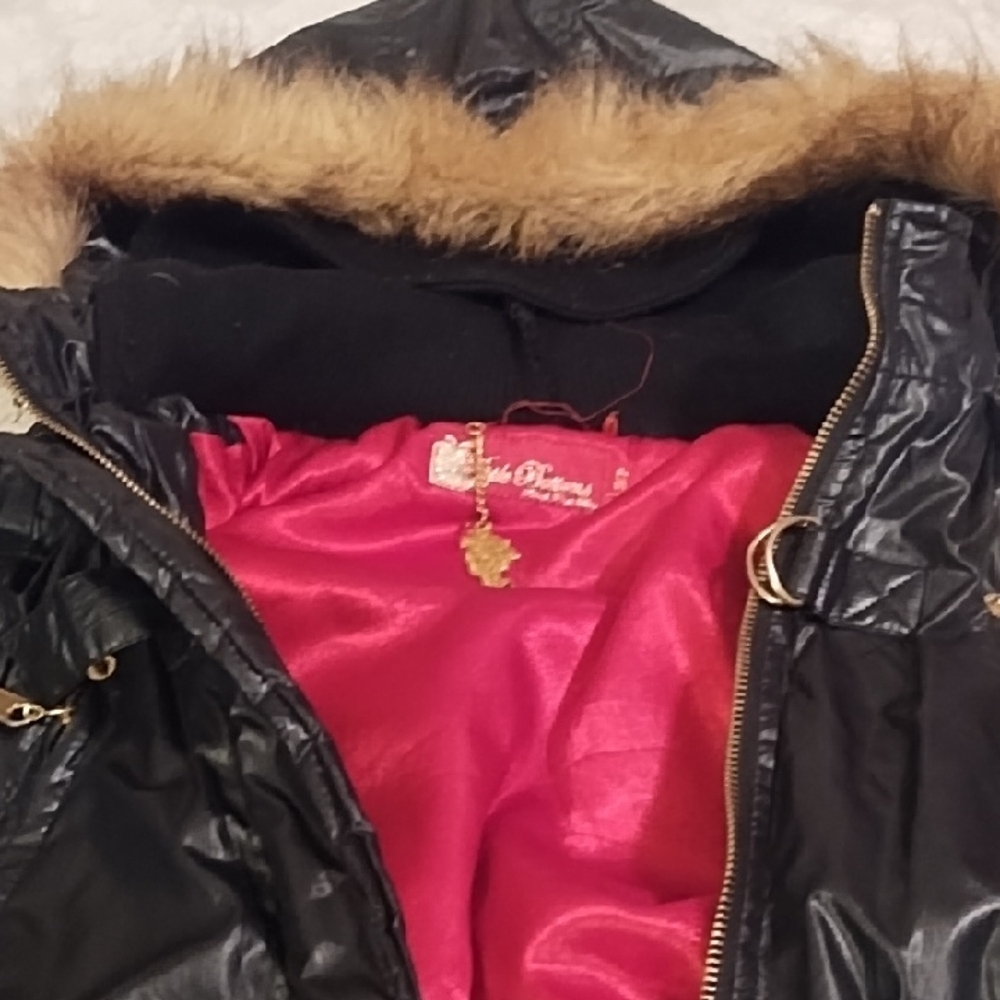 Apple Bottoms Black Puffer Jacket with Red Lining